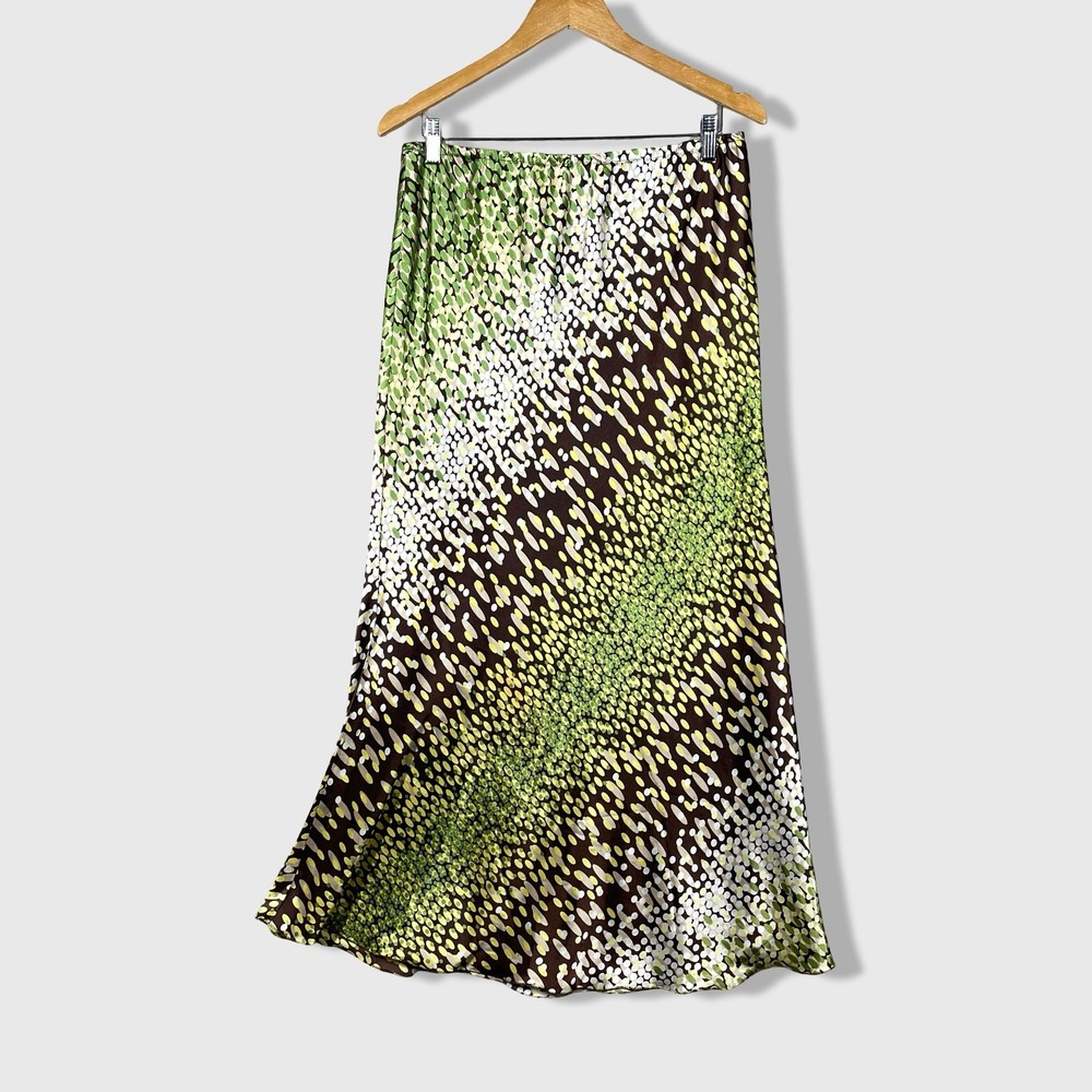 Tag Maxi Skirt Women M Green Brown Abstract Y2K Retro Whimsigoth Bohemian